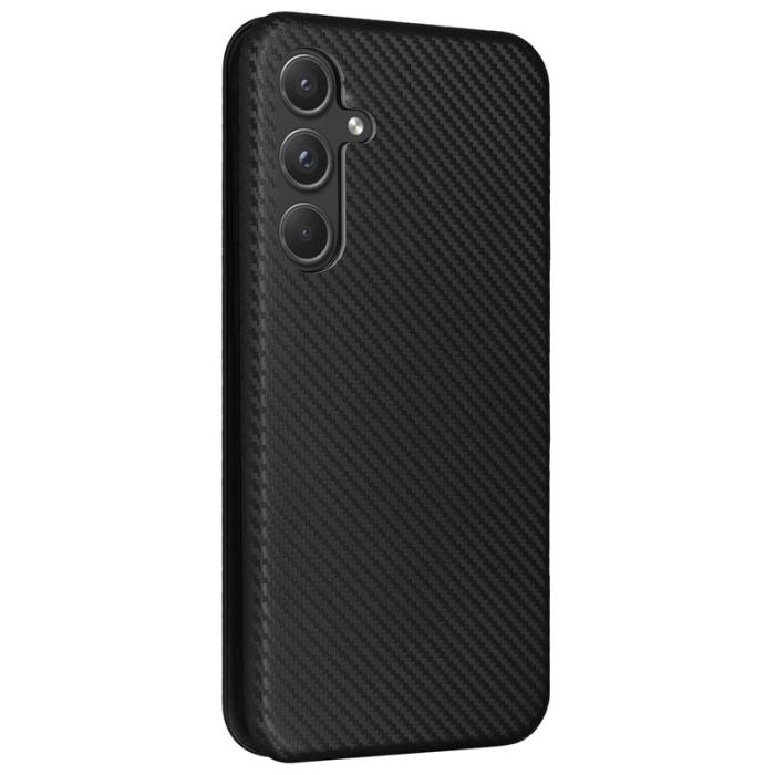 OEM - Samsung Galaxy A55 5G Fodral KonstLäder Korthållare Svart - Svart