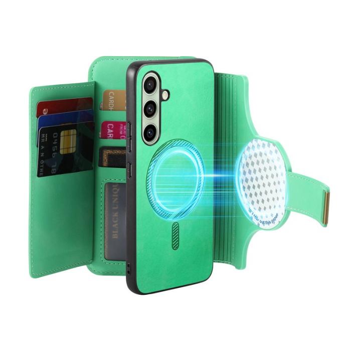 OEM - Samsung Galaxy A55 5G Plånboksfodral Konstläder Magnetisk - Grön