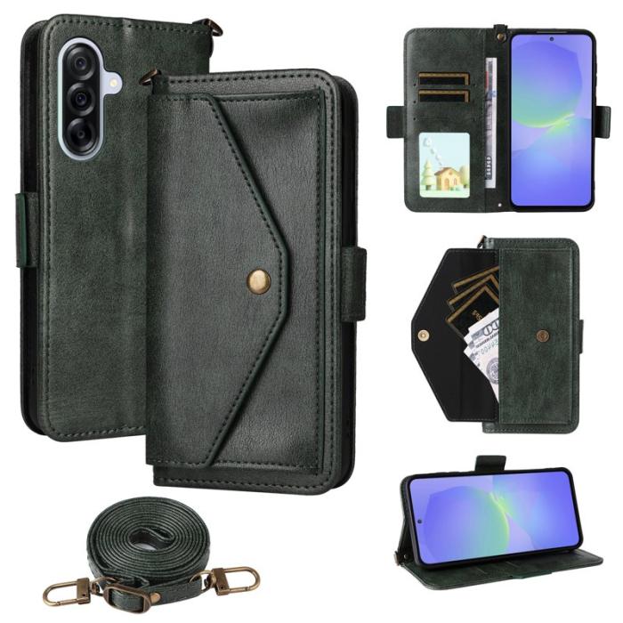 OEM - Samsung Galaxy A55 5G Plånboksfodral Konstläder Magnetisk Stängning - Grön