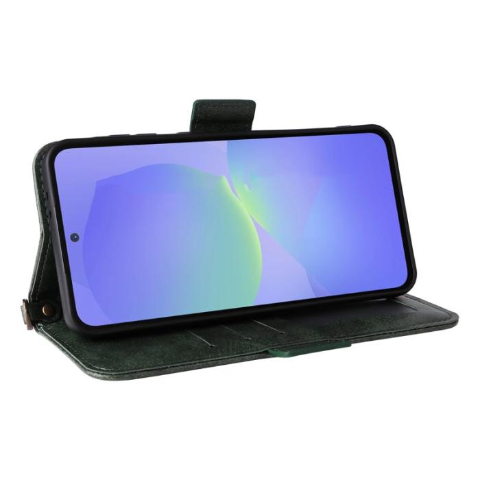 OEM - Samsung Galaxy A55 5G Plånboksfodral Konstläder Magnetisk Stängning - Grön