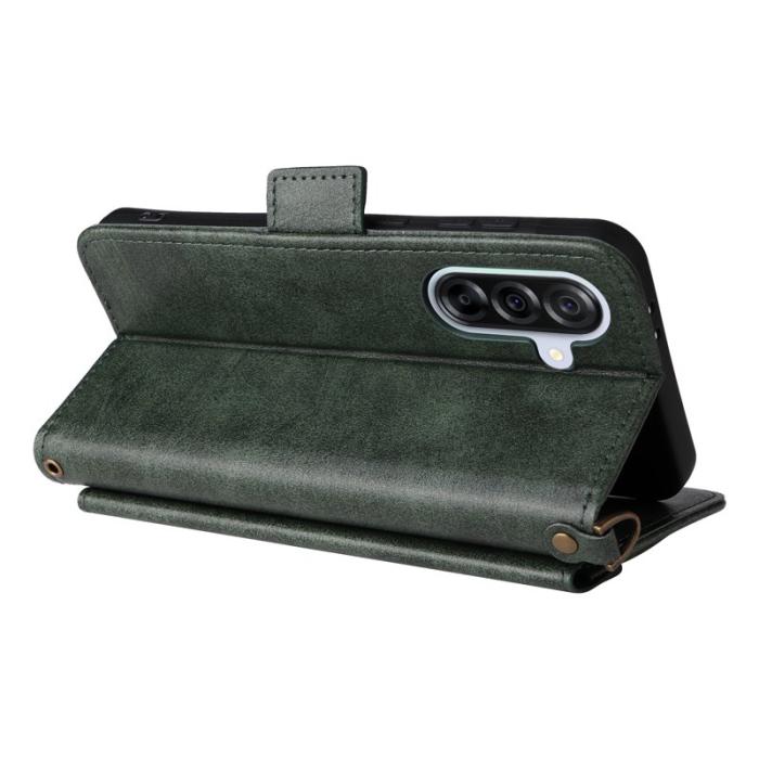 OEM - Samsung Galaxy A55 5G Plånboksfodral Konstläder Magnetisk Stängning - Grön