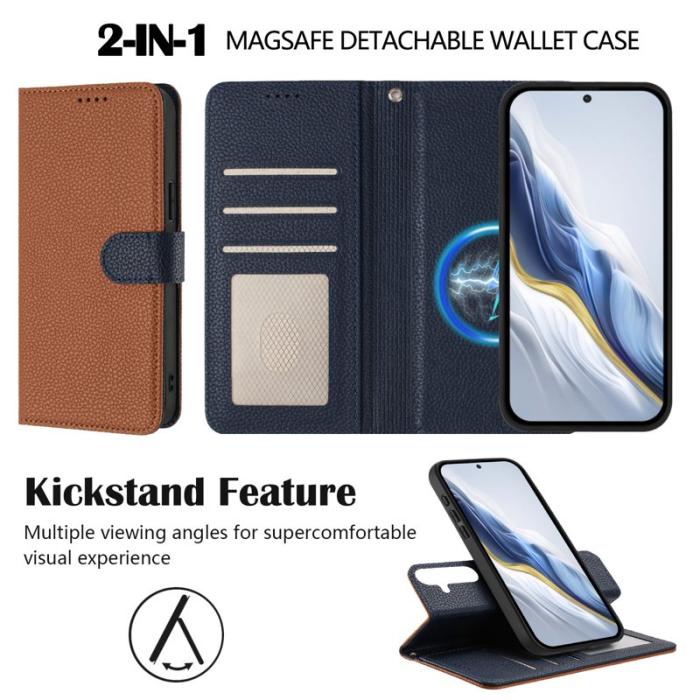 OEM - Samsung Galaxy A55 5G Plånboksfodral Konstläder Magnetiskt - Brun / Blå