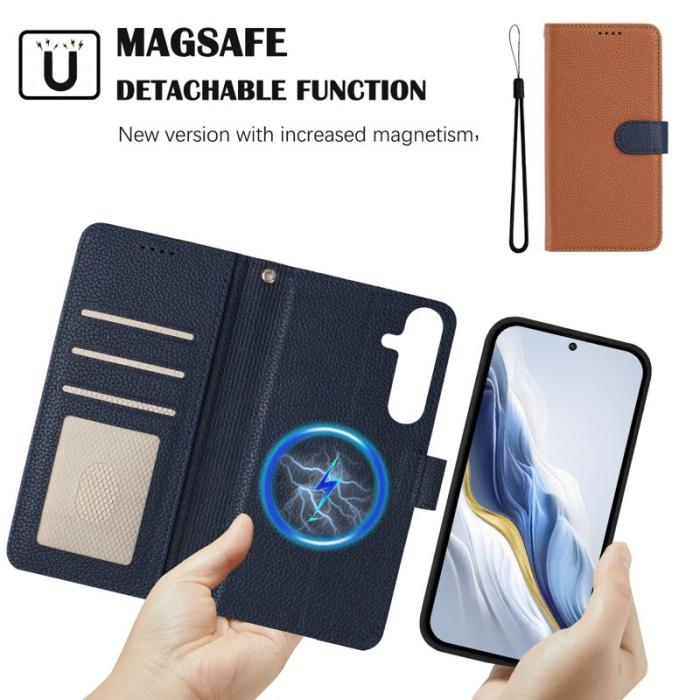 OEM - Samsung Galaxy A55 5G Plånboksfodral Konstläder Magnetiskt - Brun / Blå