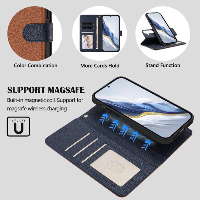 OEM - Samsung Galaxy A55 5G Plånboksfodral Konstläder Magnetiskt - Brun / Blå