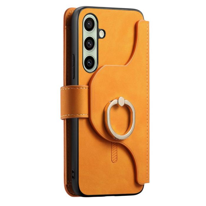 OEM - Samsung Galaxy A55 5G Plånboksfodral Konstläder Magnetiskt - Gul