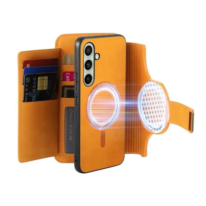 OEM - Samsung Galaxy A55 5G Plånboksfodral Konstläder Magnetiskt - Gul