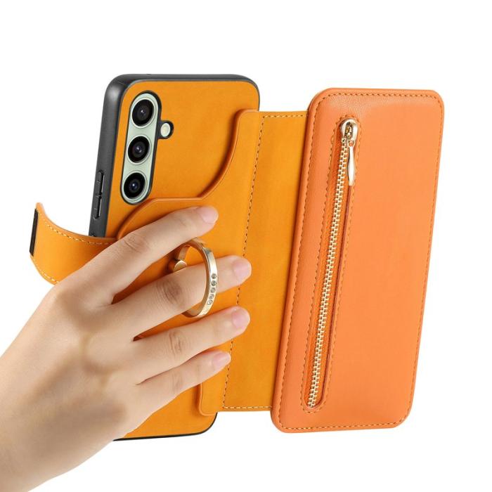 OEM - Samsung Galaxy A55 5G Plånboksfodral Konstläder Magnetiskt - Gul