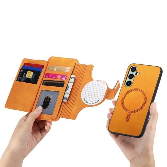 OEM - Samsung Galaxy A55 5G Plånboksfodral Konstläder Magnetiskt - Gul