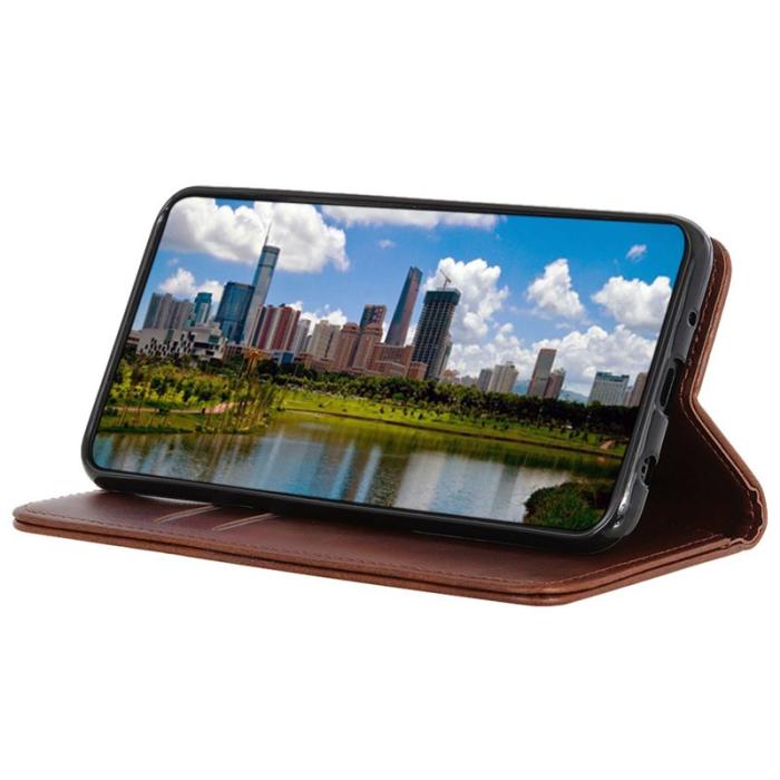 OEM - Samsung Galaxy A55 5G Plånboksfodral Äkta Läder Magnetiskt - Brun