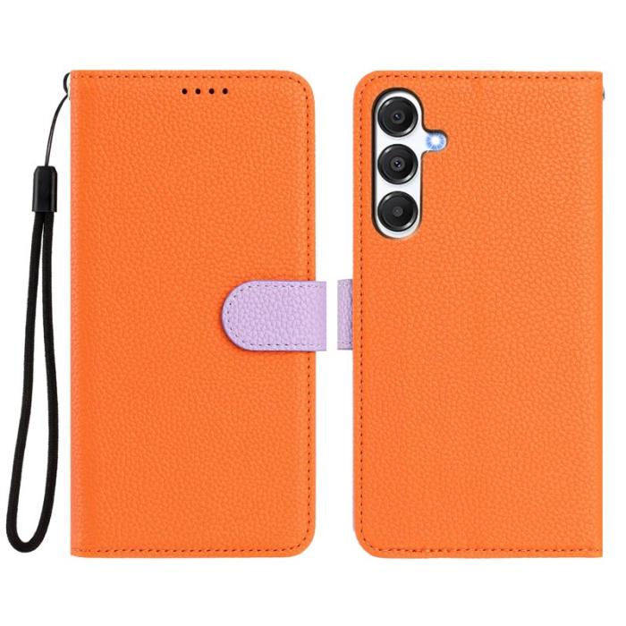 OEM - Samsung Galaxy A55 5G Plånboksfodral Konstläder Magnetiskt - Orange/Purple