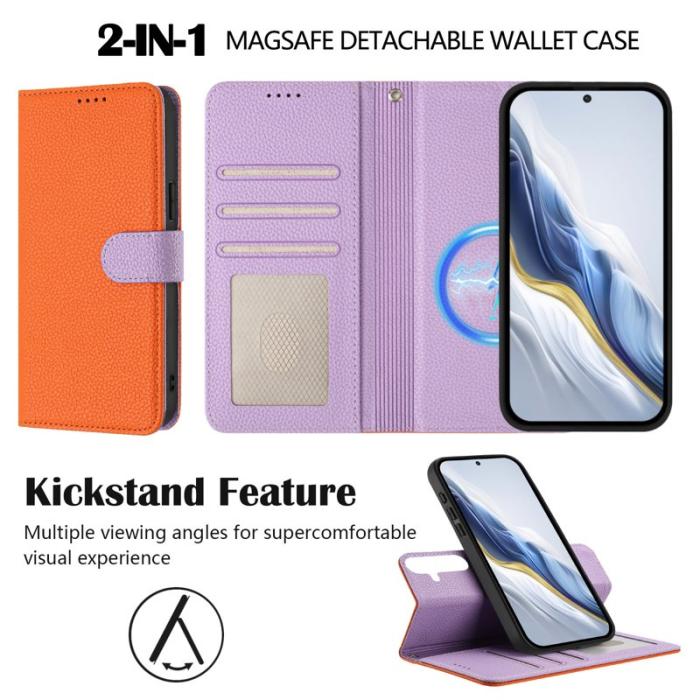 OEM - Samsung Galaxy A55 5G Plånboksfodral Konstläder Magnetiskt - Orange/Purple
