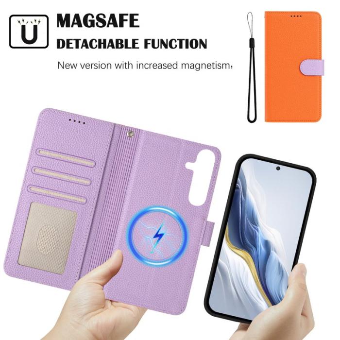 OEM - Samsung Galaxy A55 5G Plånboksfodral Konstläder Magnetiskt - Orange/Purple
