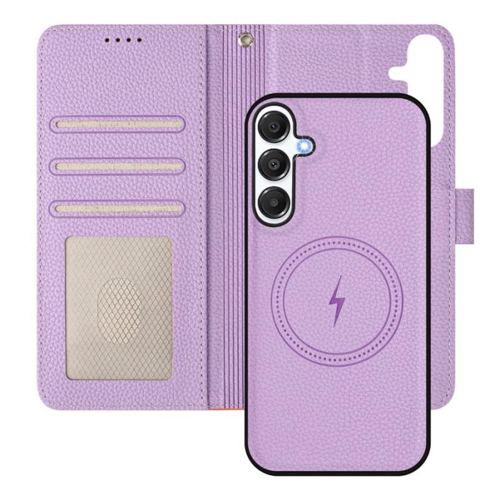 OEM - Samsung Galaxy A55 5G Plånboksfodral Konstläder Magnetiskt - Orange/Purple
