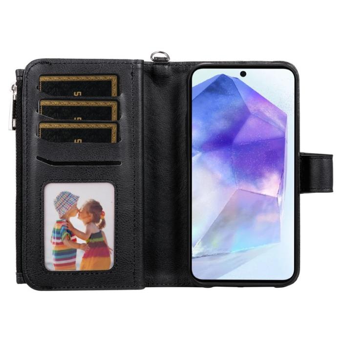 OEM - Samsung Galaxy A55 5G Plånboksfodral Konstläder Magnetiskt - Svart