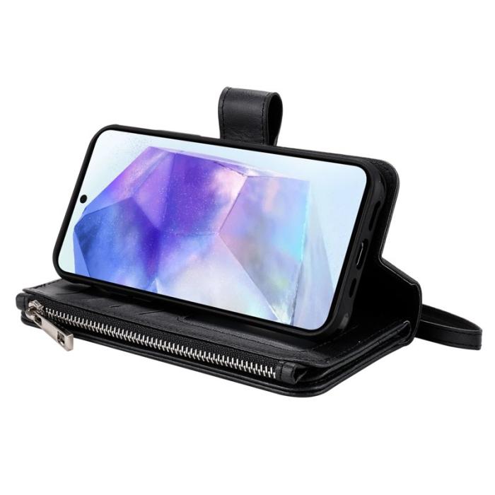 OEM - Samsung Galaxy A55 5G Plånboksfodral Konstläder Magnetiskt - Svart