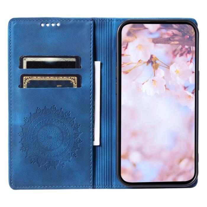 OEM - Samsung Galaxy A55 5G Plånboksfodral Konstläder Mandala Blomma - Blå