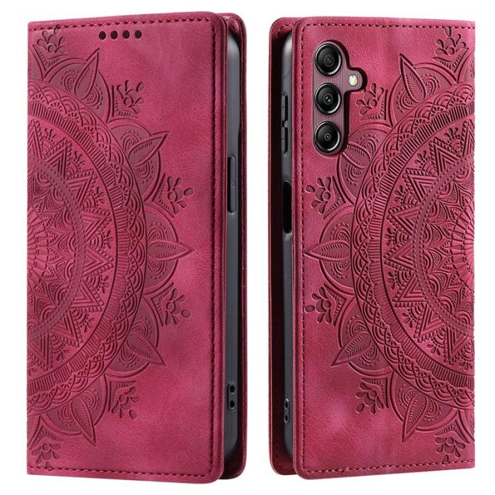 OEM - Samsung Galaxy A55 5G Plånboksfodral Konstläder Mandala Blomma - Rosa