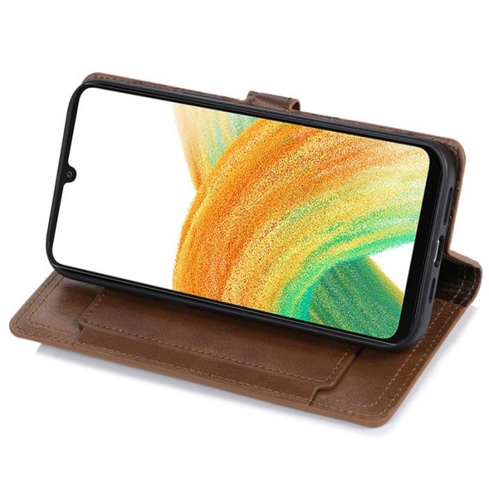 OEM - Samsung Galaxy A55 5G Plånboksfodral Konstläder Med Dragkedja - Brun