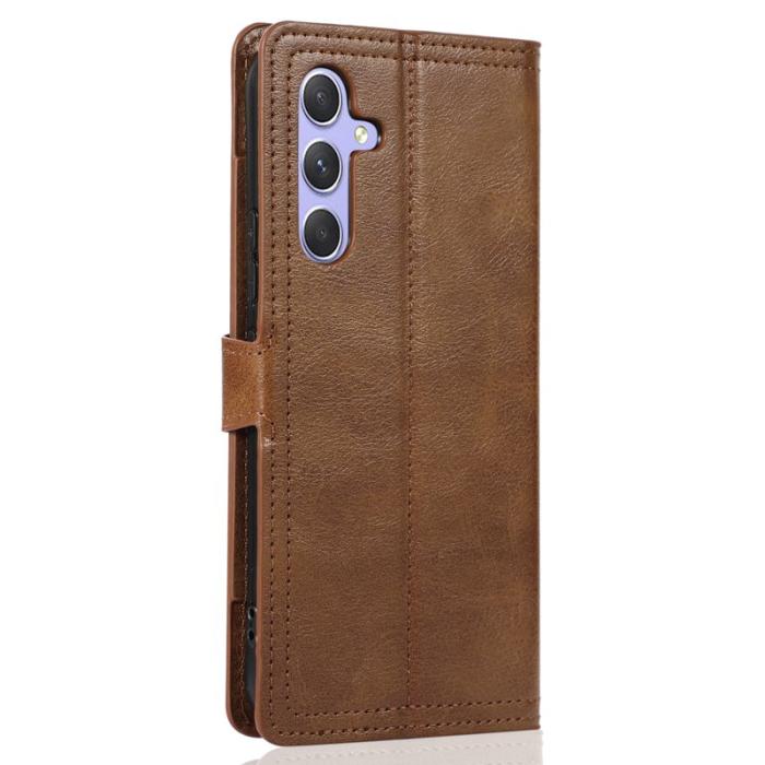 OEM - Samsung Galaxy A55 5G Plånboksfodral Konstläder Med Dragkedja - Brun