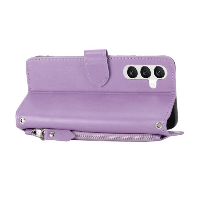 OEM - Samsung Galaxy A55 5G Plånboksfodral Konstläder Med Dragkedja - Lila