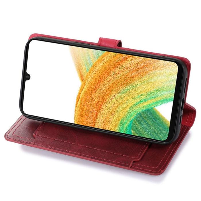 OEM - Samsung Galaxy A55 5G Plånboksfodral Konstläder Med Dragkedja - Röd