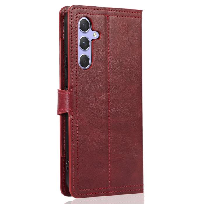 OEM - Samsung Galaxy A55 5G Plånboksfodral Konstläder Med Dragkedja - Röd