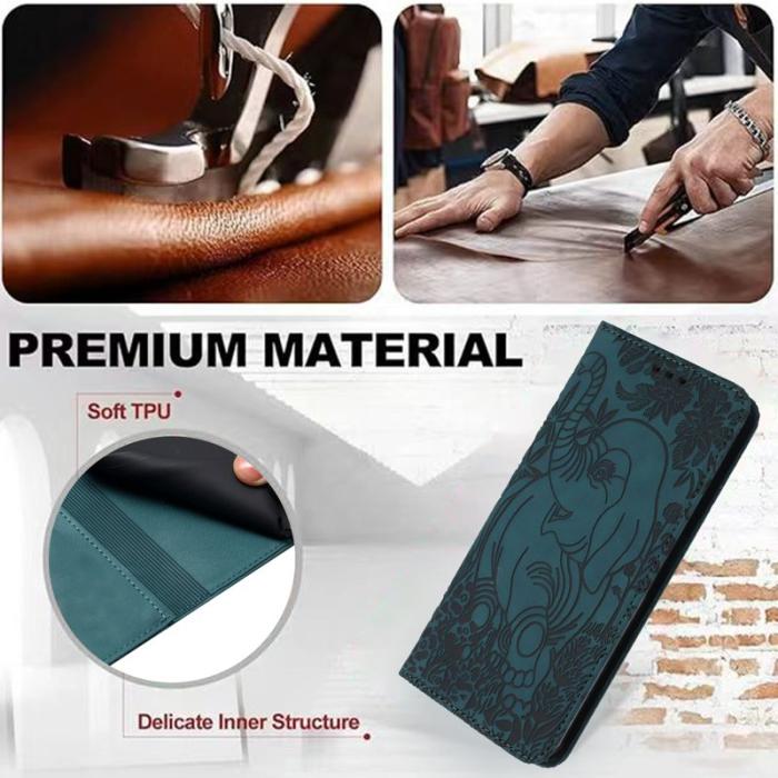 OEM - Samsung Galaxy A55 5G Plånboksfodral Konstläder Med Handrem - Grön