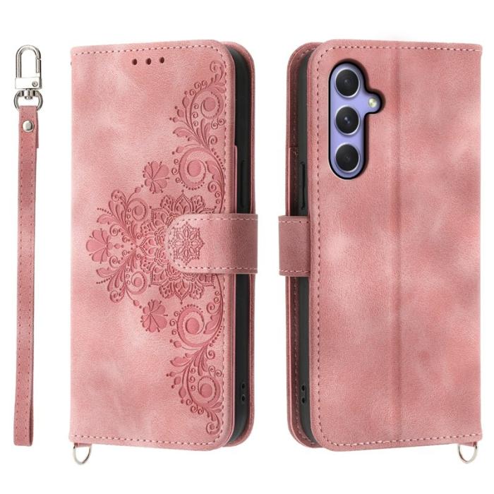 OEM - Samsung Galaxy A55 5G Plånboksfodral Konstläder Med Kortfack - Rosa