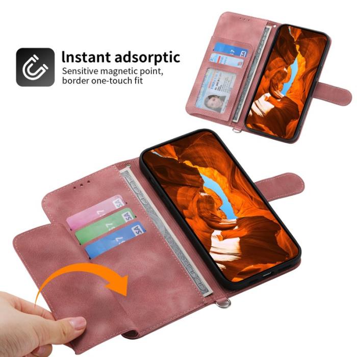 OEM - Samsung Galaxy A55 5G Plånboksfodral Konstläder Med Kortfack - Rosa