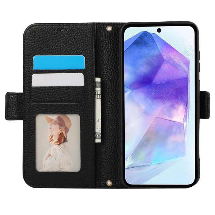 OEM - Samsung Galaxy A55 5G Plånboksfodral Konstläder Med Kortfack - Svart