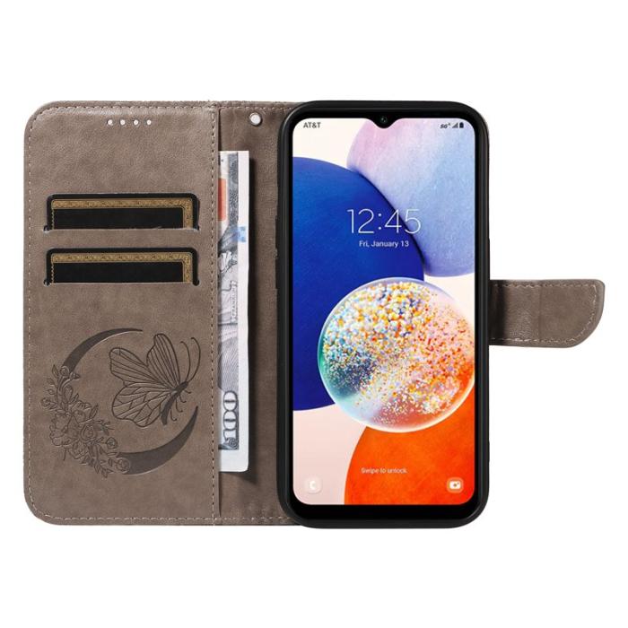 OEM - Samsung Galaxy A55 5G Plånboksfodral Konstläder Med Rem - Grå