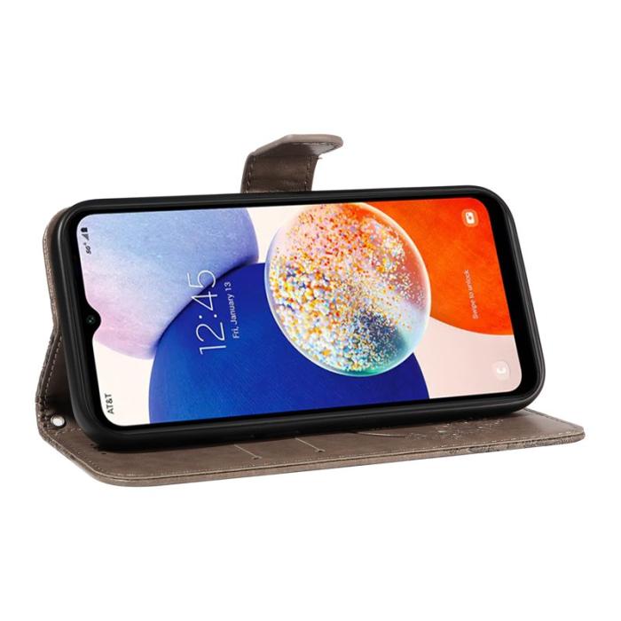 OEM - Samsung Galaxy A55 5G Plånboksfodral Konstläder Med Rem - Grå