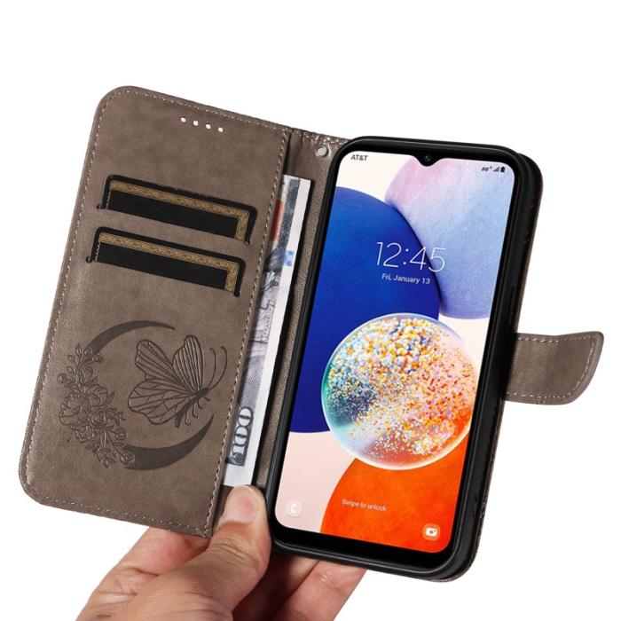 OEM - Samsung Galaxy A55 5G Plånboksfodral Konstläder Med Rem - Grå