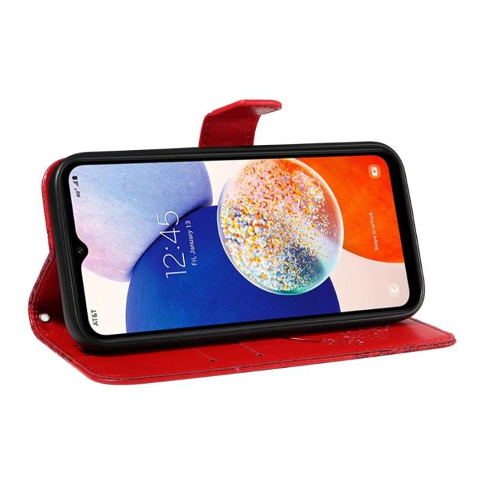 OEM - Samsung Galaxy A55 5G Plånboksfodral Konstläder Med Rem - Röd