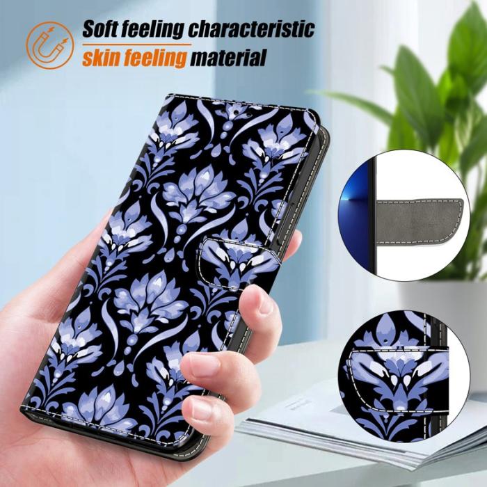 OEM - Samsung Galaxy A55 5G Plånboksfodral Konstläder Mönstertryck - Blommor