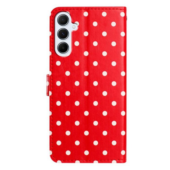OEM - Samsung Galaxy A55 5G Plånboksfodral Konstläder Polka Dot - Röd