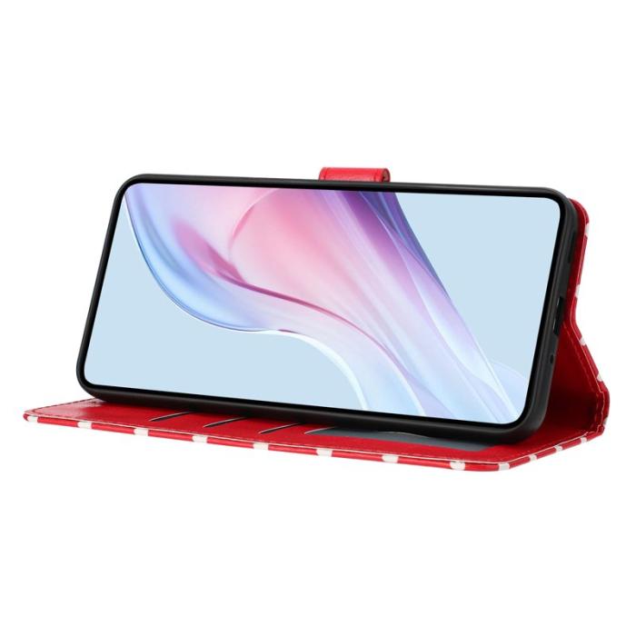 OEM - Samsung Galaxy A55 5G Plånboksfodral Konstläder Polka Dot - Röd