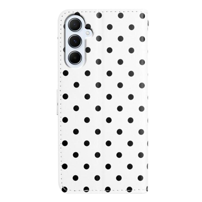 OEM - Samsung Galaxy A55 5G Plånboksfodral Konstläder Polka Dot - Vit