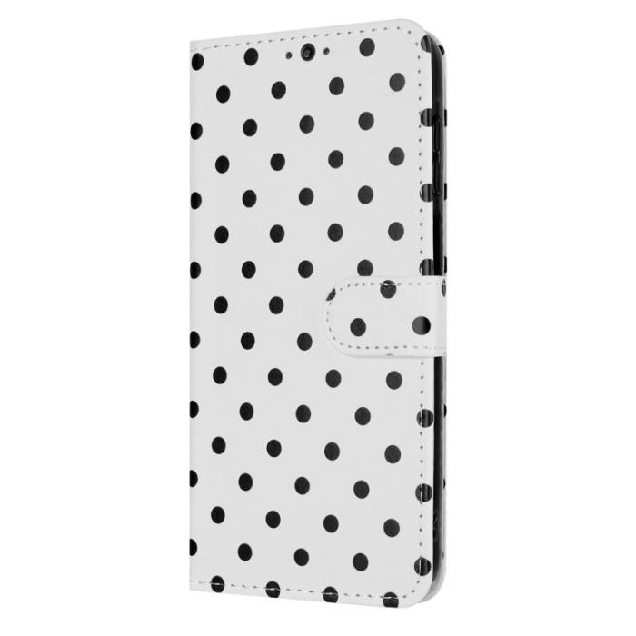 OEM - Samsung Galaxy A55 5G Plånboksfodral Konstläder Polka Dot - Vit