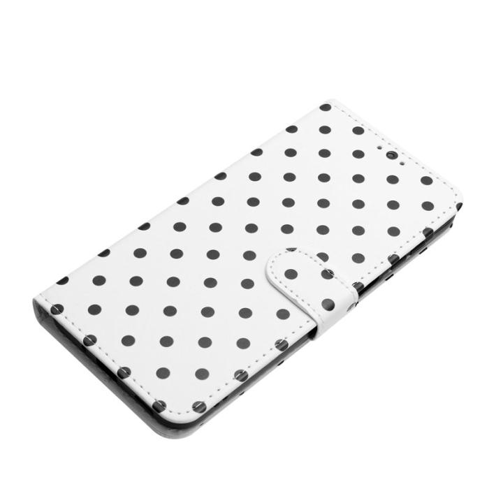 OEM - Samsung Galaxy A55 5G Plånboksfodral Konstläder Polka Dot - Vit