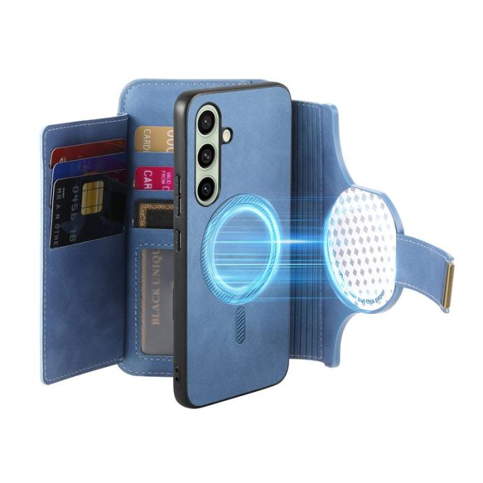 OEM - Samsung Galaxy A55 5G Plånboksfodral Konstläder RFID Skydd - Blå