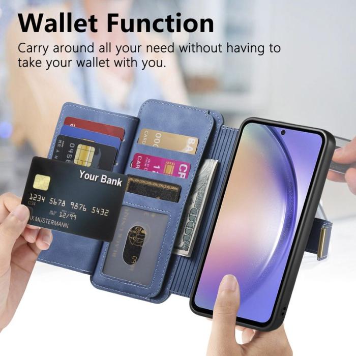 OEM - Samsung Galaxy A55 5G Plånboksfodral Konstläder RFID Skydd - Blå