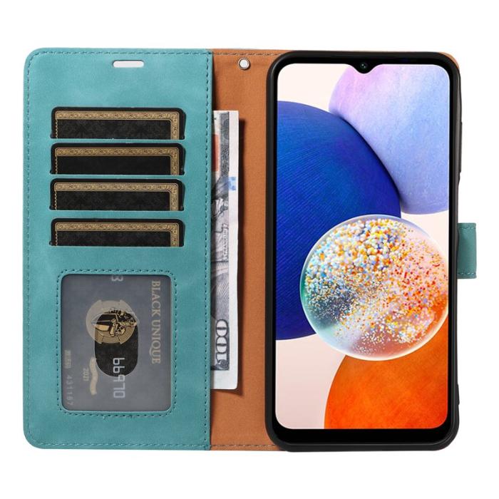 OEM - Samsung Galaxy A55 5G Plånboksfodral Konstläder RFID Skydd - Grön