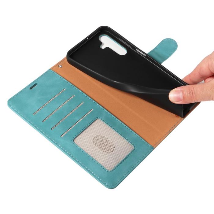 OEM - Samsung Galaxy A55 5G Plånboksfodral Konstläder RFID Skydd - Grön