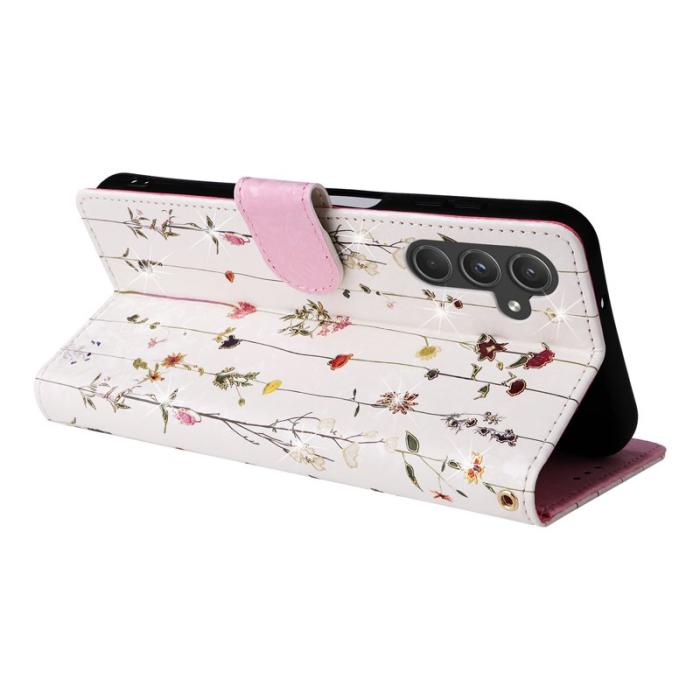 OEM - Samsung Galaxy A55 5G Plånboksfodral Konstläder RFID Skydd - Liten Blomma
