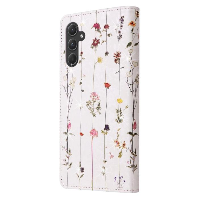 OEM - Samsung Galaxy A55 5G Plånboksfodral Konstläder RFID Skydd - Liten Blomma