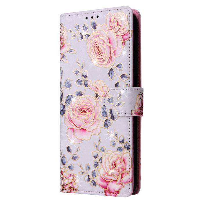 OEM - Samsung Galaxy A55 5G Plånboksfodral Konstläder RFID Skydd - Rosablomma