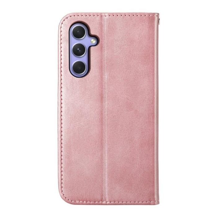 OEM - Samsung Galaxy A55 5G Plånboksfodral Konstläder Rhombus - Roséguld