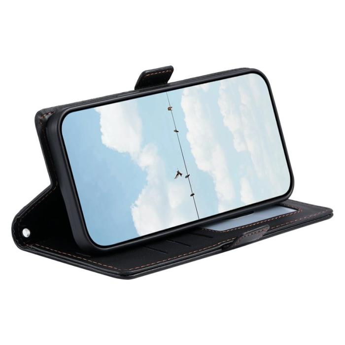 OEM - Samsung Galaxy A55 5G Plånboksfodral Konstläder Rhombus Textur - Svart