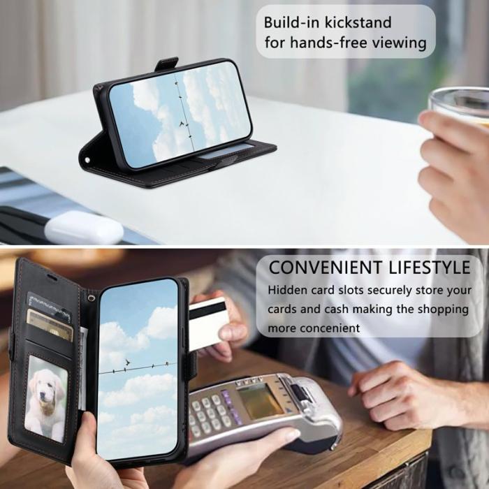 OEM - Samsung Galaxy A55 5G Plånboksfodral Konstläder Rhombus Textur - Svart